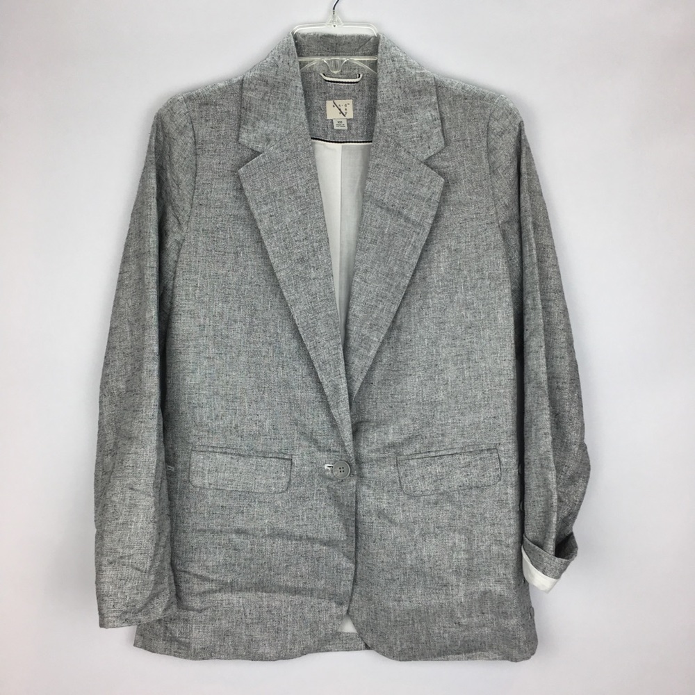 A New Day Metallic Linen Blazer with Side Button - Picture 2 of 8